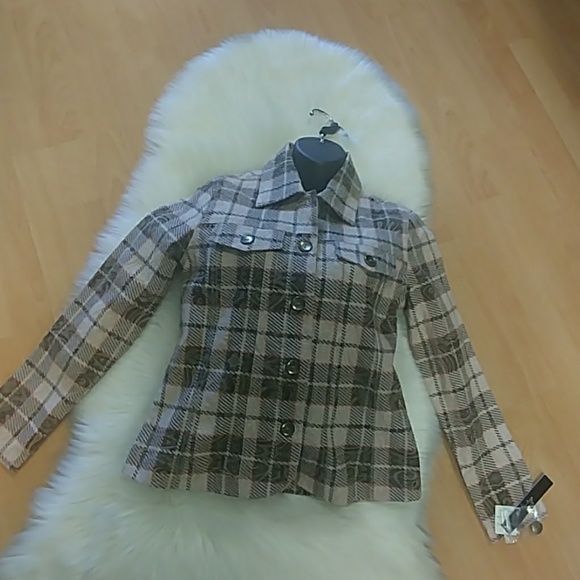 Analogy Petite Khaki Plaid Jacket - Picture 6 of 8
